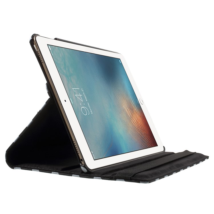 Polka Dots Rotary Stand Leather Case for iPad Pro 9.7 - Black-4