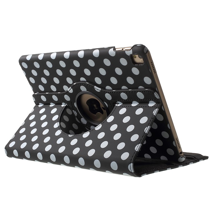 Polka Dots Rotary Stand Leather Case for iPad Pro 9.7 - Black-5