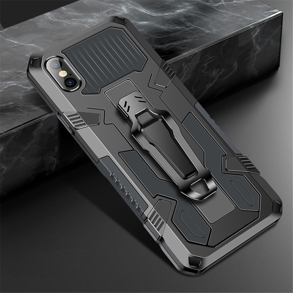 Plastic + TPU Hybrid Phone Case with Kickstand for iPhone XS / X 5.8-inch - Grey-1