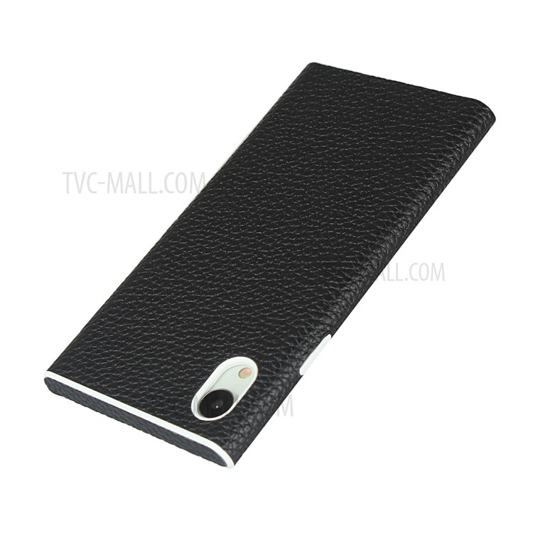 Litchi Skin Genuine Leather Coated TPU Phone Cover for iPhone XR 6.1 inch - Black-5