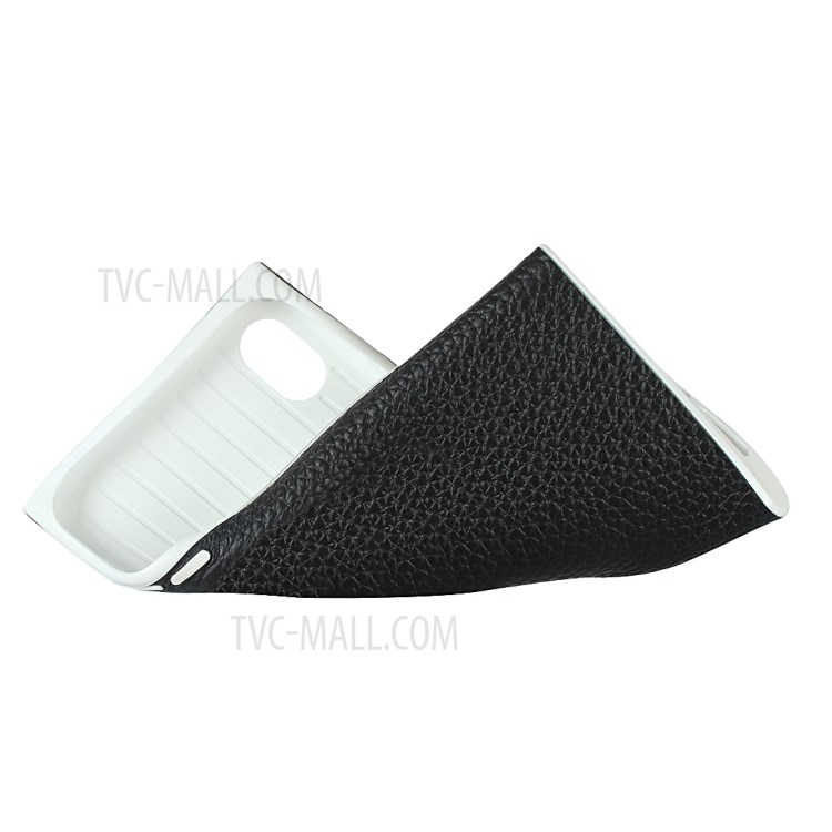 Litchi Skin Genuine Leather Coated TPU Phone Cover for iPhone XR 6.1 inch - Black-7