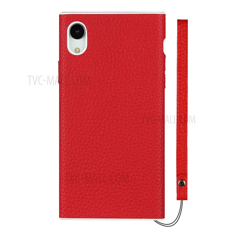 Litchi Skin Genuine Leather Coated TPU Phone Cover for iPhone XR 6.1 inch - Red-2