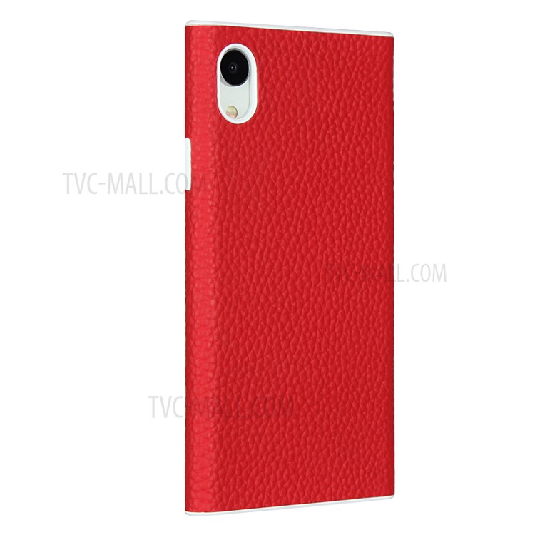 Litchi Skin Genuine Leather Coated TPU Phone Cover for iPhone XR 6.1 inch - Red-3