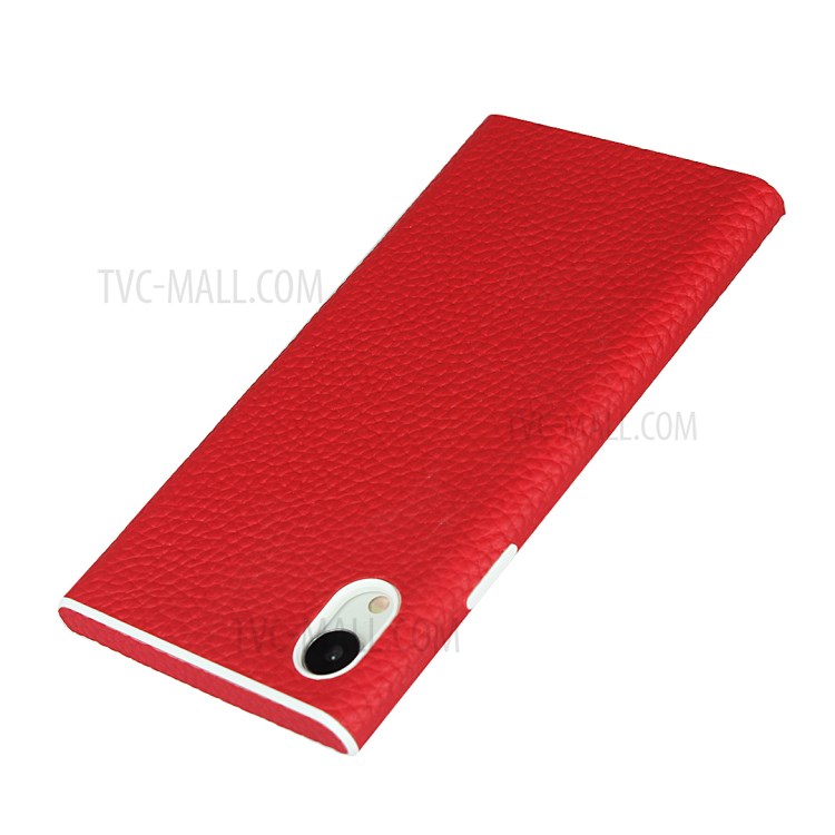 Litchi Skin Genuine Leather Coated TPU Phone Cover for iPhone XR 6.1 inch - Red-5