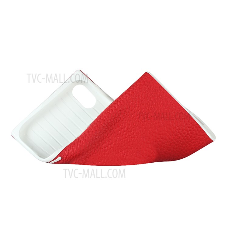 Litchi Skin Genuine Leather Coated TPU Phone Cover for iPhone XR 6.1 inch - Red-7