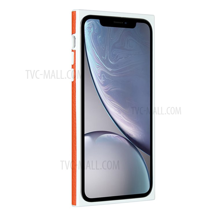 Litchi Skin Genuine Leather Coated TPU Phone Cover for iPhone XR 6.1 inch - Orange-4