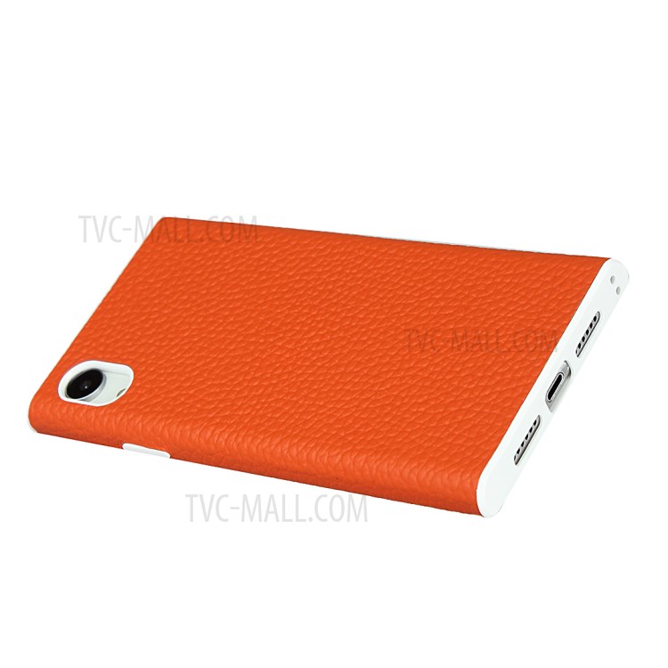 Litchi Skin Genuine Leather Coated TPU Phone Cover for iPhone XR 6.1 inch - Orange-6