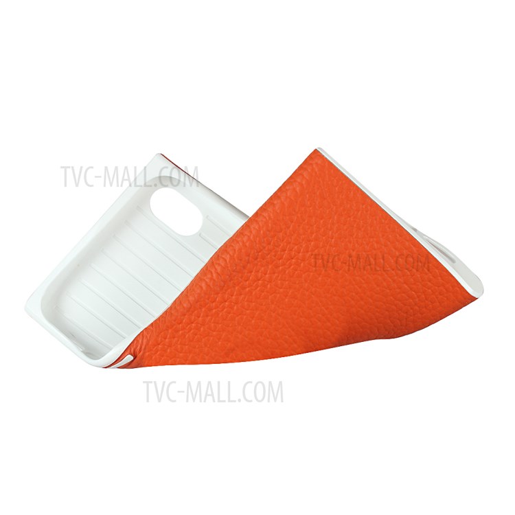 Litchi Skin Genuine Leather Coated TPU Phone Cover for iPhone XR 6.1 inch - Orange-7