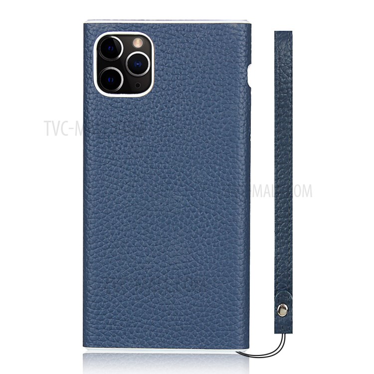 Litchi Skin Genuine Leather Coated TPU Phone Shell for iPhone 11 Pro Max 6.5 inch - Blue-2
