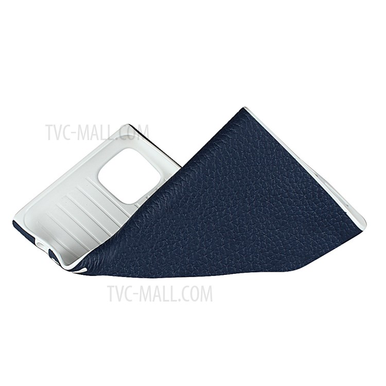 Litchi Skin Genuine Leather Coated TPU Phone Shell for iPhone 11 Pro Max 6.5 inch - Blue-8