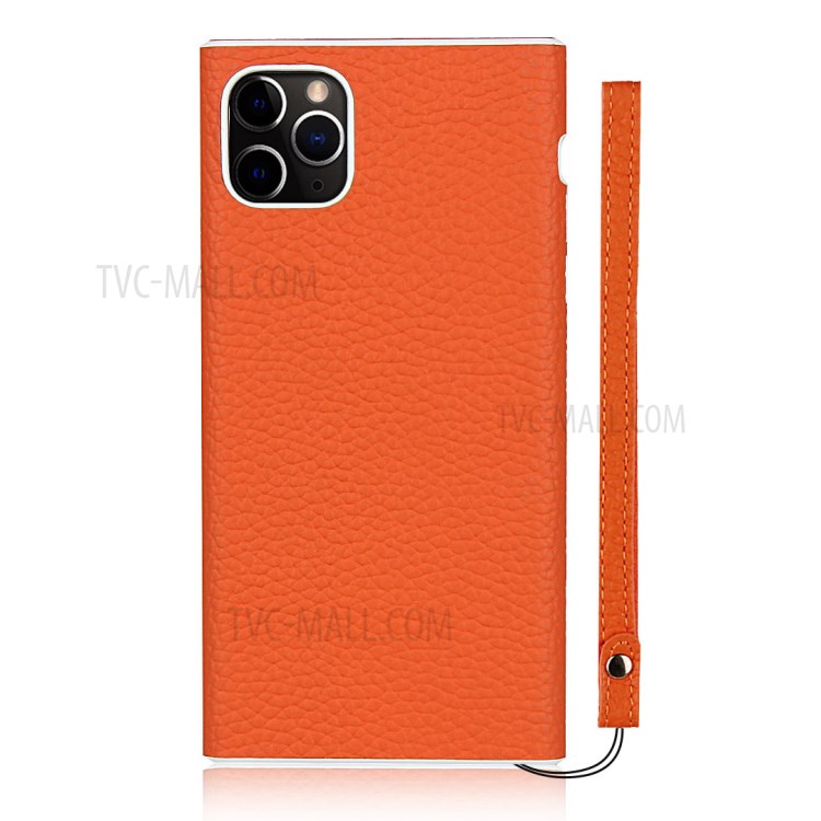 Litchi Skin Genuine Leather Coated TPU Phone Shell for iPhone 11 Pro Max 6.5 inch - Orange-2