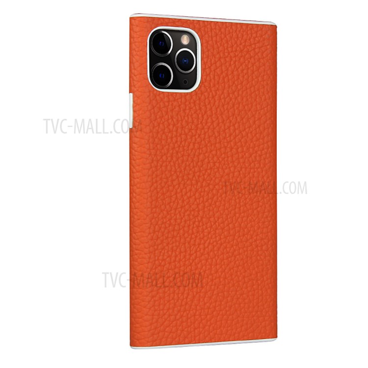 Litchi Skin Genuine Leather Coated TPU Phone Shell for iPhone 11 Pro Max 6.5 inch - Orange-3