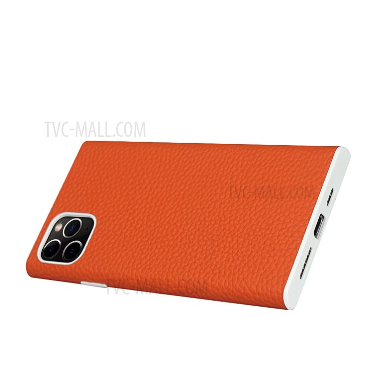 Litchi Skin Genuine Leather Coated TPU Phone Shell for iPhone 11 Pro Max 6.5 inch - Orange-6