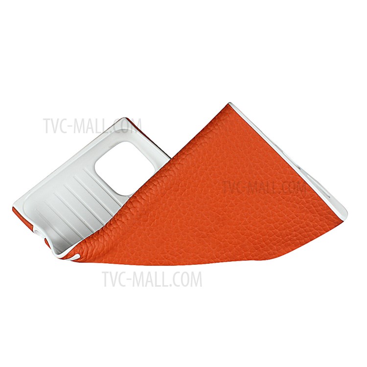 Litchi Skin Genuine Leather Coated TPU Phone Shell for iPhone 11 Pro Max 6.5 inch - Orange-8