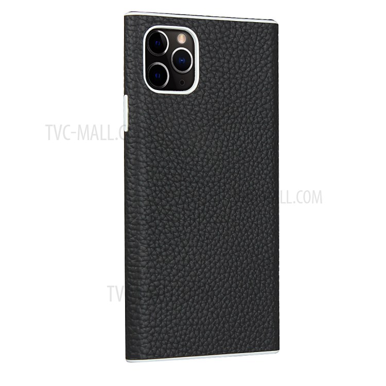 Litchi Skin Genuine Leather Coated TPU Phone Casing for iPhone 11 Pro 5.8 inch - Black-3