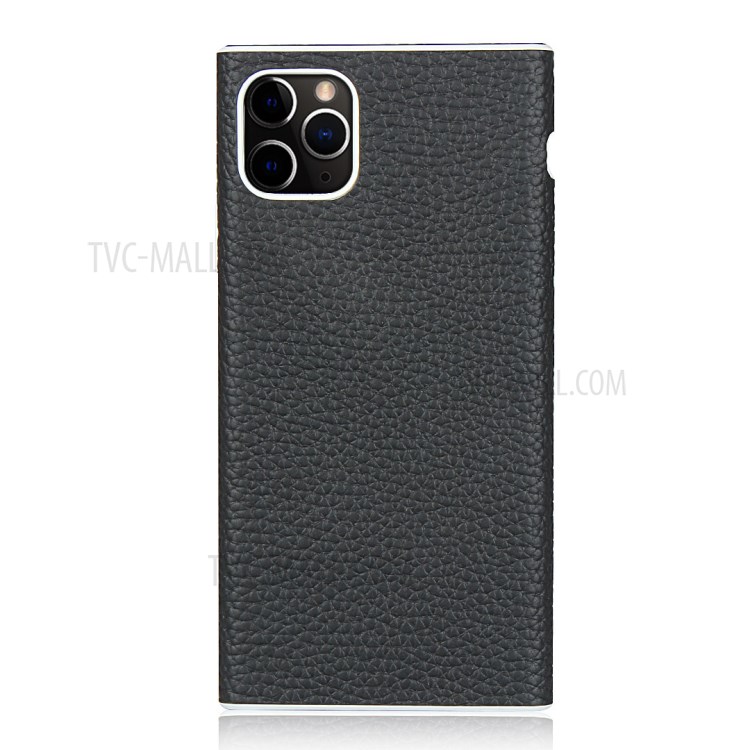 Litchi Skin Genuine Leather Coated TPU Phone Casing for iPhone 11 Pro 5.8 inch - Black-2