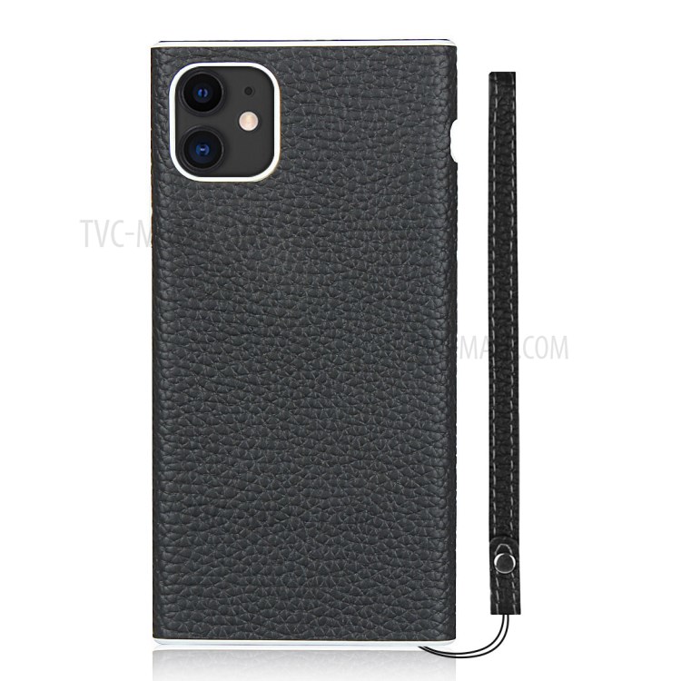 Litchi Skin Genuine Leather Coated TPU Protective Case for iPhone 11 6.1 inch - Black-2