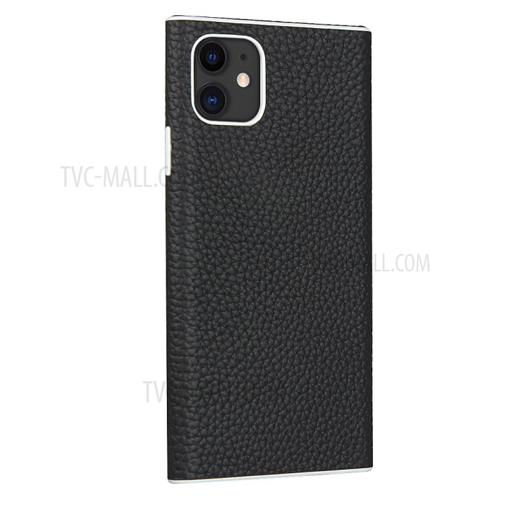 Litchi Skin Genuine Leather Coated TPU Protective Case for iPhone 11 6.1 inch - Black-3