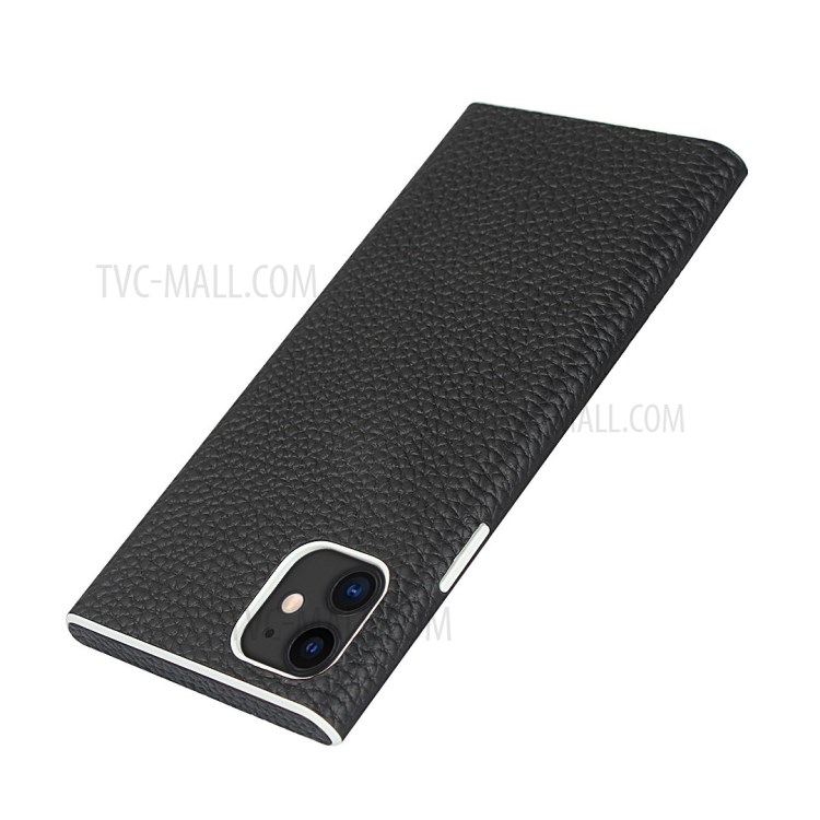 Litchi Skin Genuine Leather Coated TPU Protective Case for iPhone 11 6.1 inch - Black-4