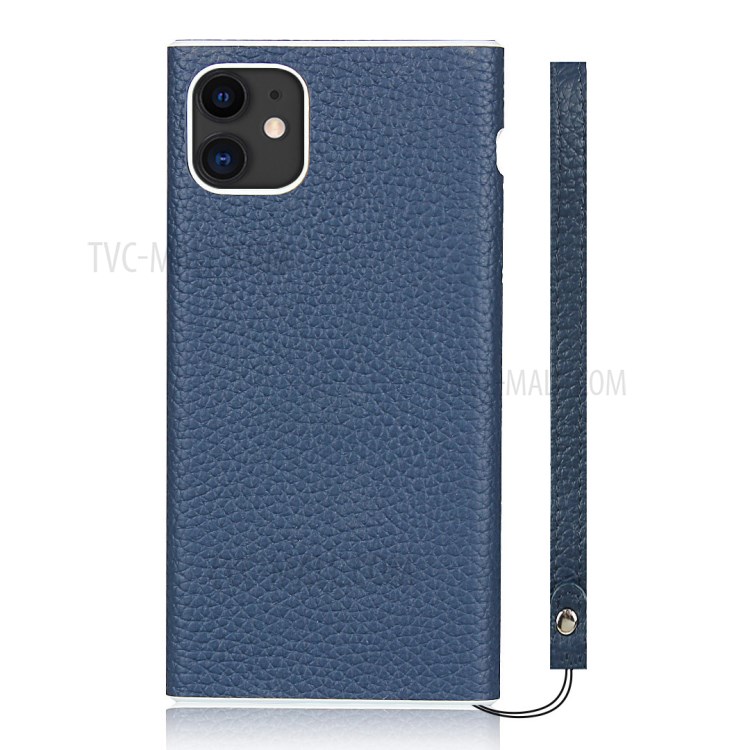 Litchi Skin Genuine Leather Coated TPU Protective Case for iPhone 11 6.1 inch - Blue-2