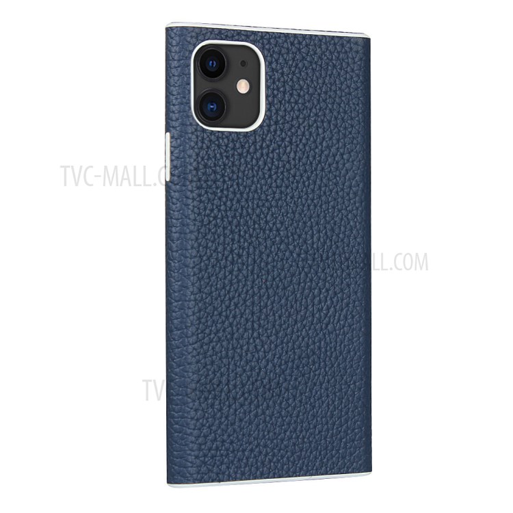 Litchi Skin Genuine Leather Coated TPU Protective Case for iPhone 11 6.1 inch - Blue-3