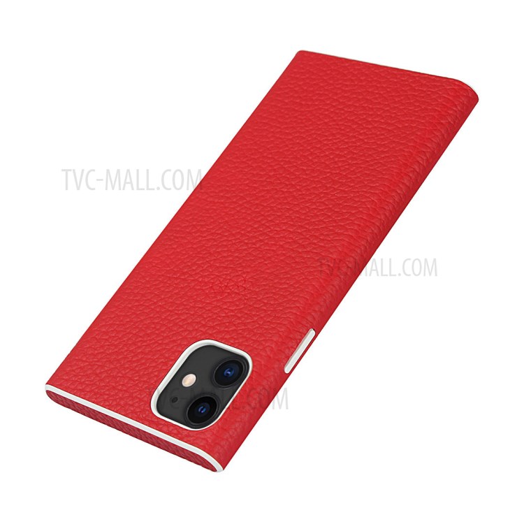 Litchi Skin Genuine Leather Coated TPU Protective Case for iPhone 11 6.1 inch - Red-3