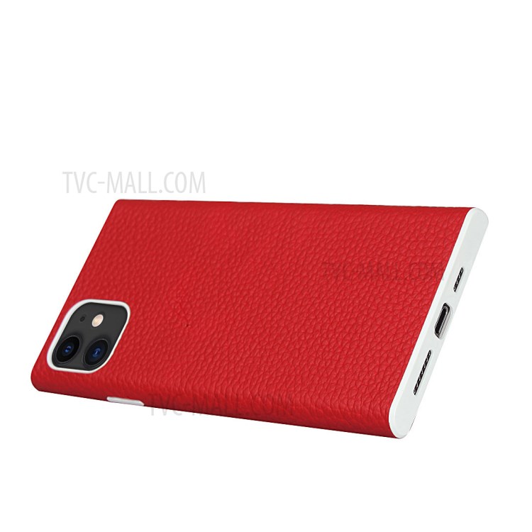 Litchi Skin Genuine Leather Coated TPU Protective Case for iPhone 11 6.1 inch - Red-4