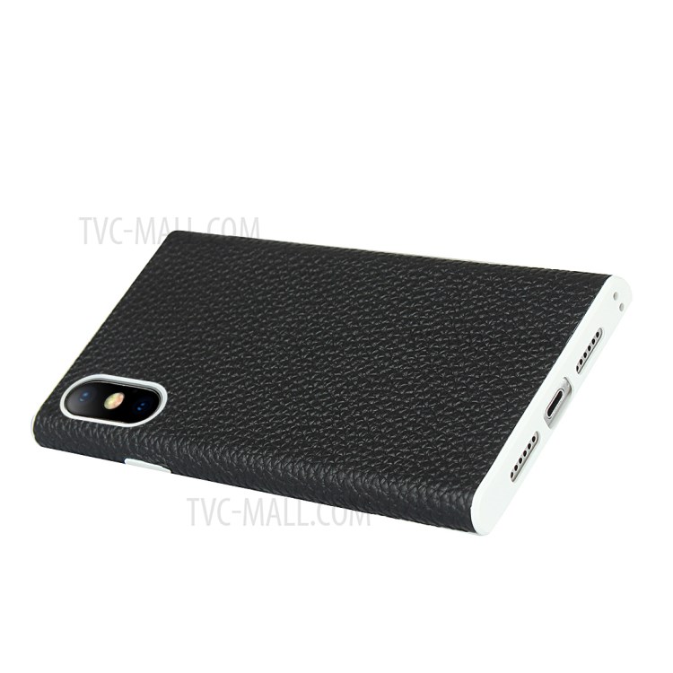 Litchi Skin Genuine Leather Coated TPU Case for iPhone XS Max 6.5 inch - Black-5