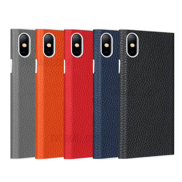 Litchi Skin Genuine Leather Coated TPU Case for iPhone XS Max 6.5 inch - Black-8