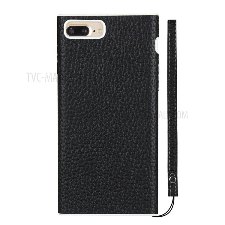 Litchi Skin Genuine Leather Coated TPU Shell for iPhone 7 Plus/8 Plus 5.5 inch - Black-2