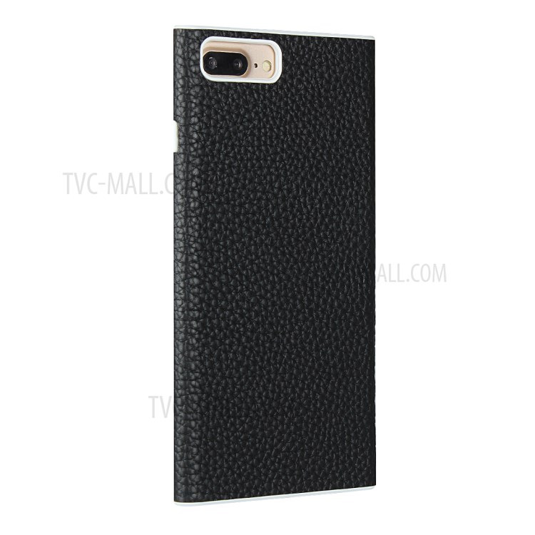 Litchi Skin Genuine Leather Coated TPU Shell for iPhone 7 Plus/8 Plus 5.5 inch - Black-3