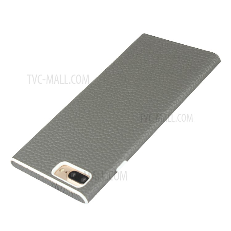 Litchi Skin Genuine Leather Coated TPU Shell for iPhone 7 Plus/8 Plus 5.5 inch - Grey-5