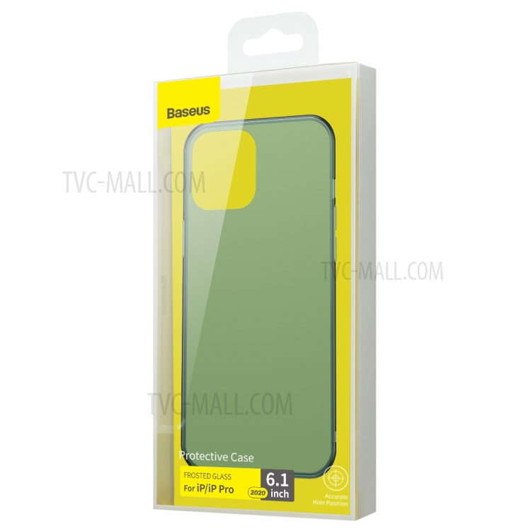 Texture Mate Mate Case de Téléphone Mince Pour Iphone 12 Pro / 12 Verre Trempée de Verre TPU TPU Frame D'amortisseur Protecteur de Téléphone - Vert