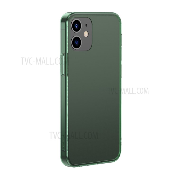 Texture Mate Mate Case de Téléphone Mince Pour Iphone 12 Pro / 12 Verre Trempée de Verre TPU TPU Frame D'amortisseur Protecteur de Téléphone - Vert