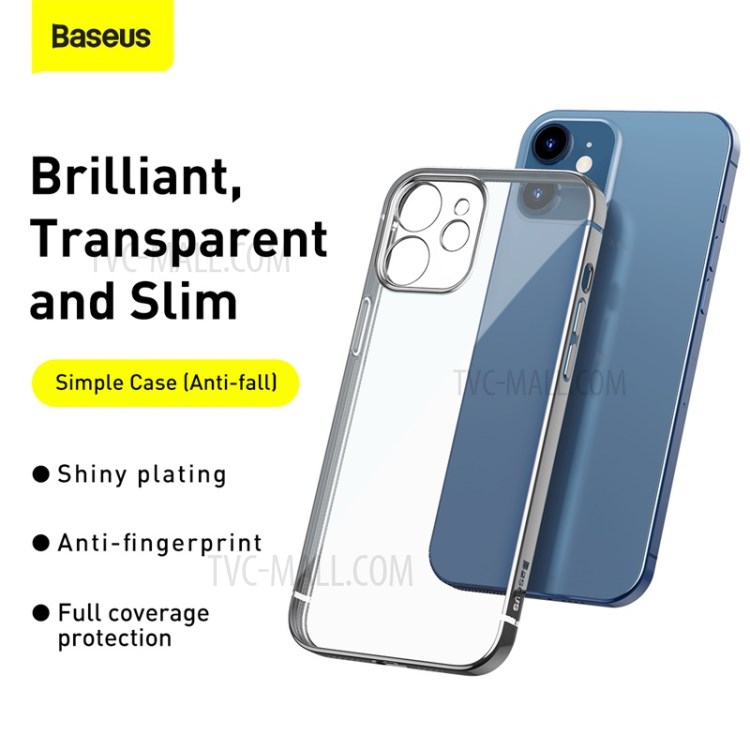 BASEUS Anti-fall Plating TPU Phone Case for iPhone 12 Max 6.1 inch - Grey-2