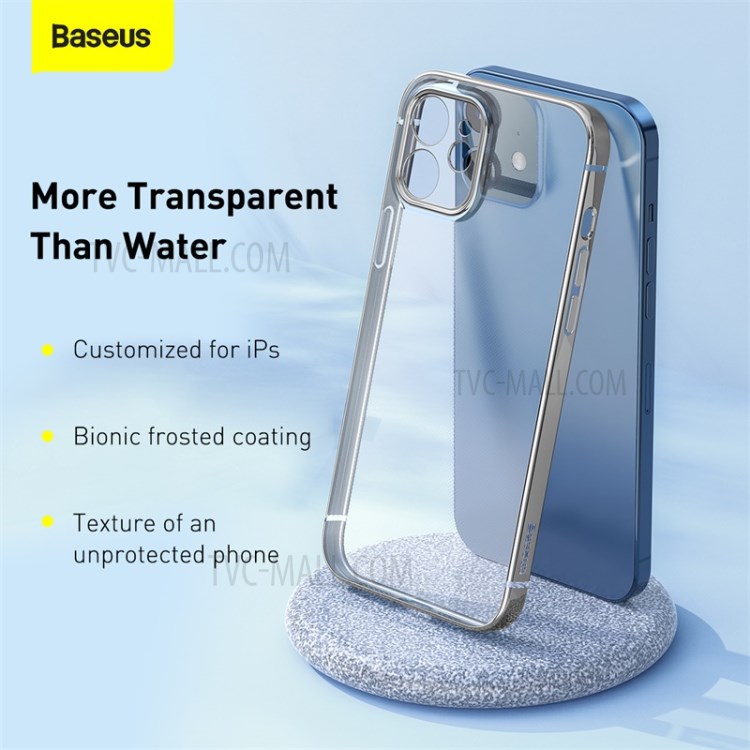 BASEUS Anti-fall Plating TPU Phone Case for iPhone 12 Max 6.1 inch - Grey-3