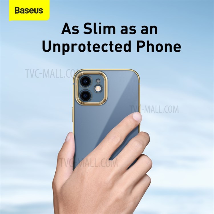 BASEUS Anti-fall Plating TPU Case Cover for iPhone 12 mini - Gold-3