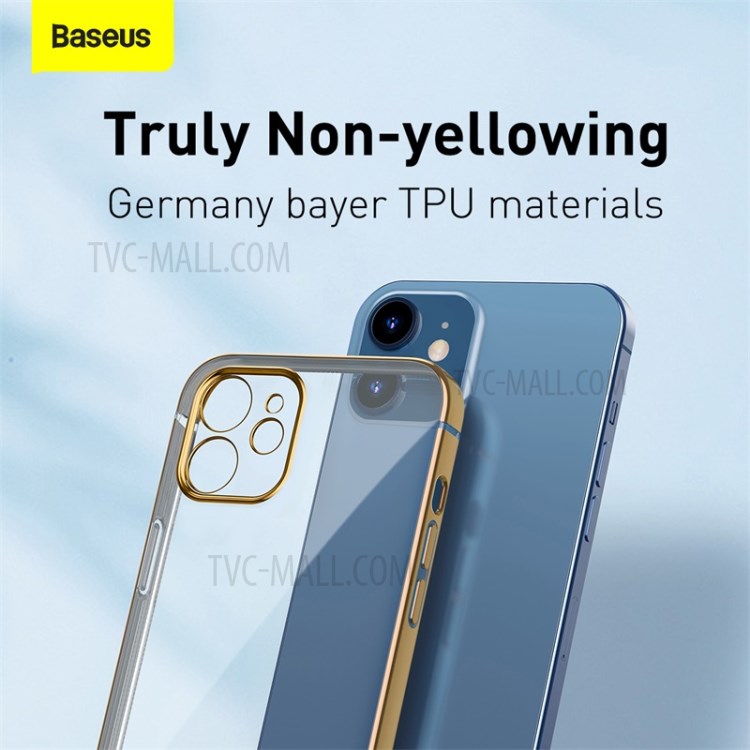BASEUS Anti-fall Plating TPU Case Cover for iPhone 12 mini - Gold-4