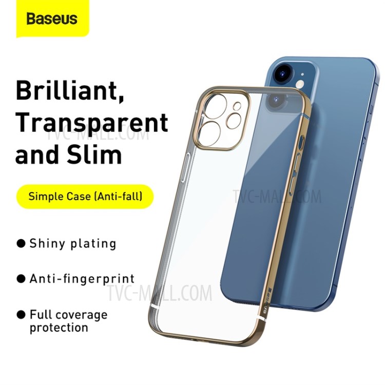 BASEUS Anti-fall Plating TPU Case Cover for iPhone 12 mini - Gold-7