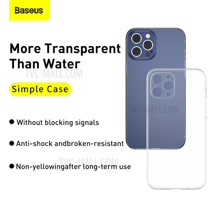 BASEUS Simple Case Clear TPU Phone Cover for iPhone 12 Pro 6.1 inch - Transparent-2