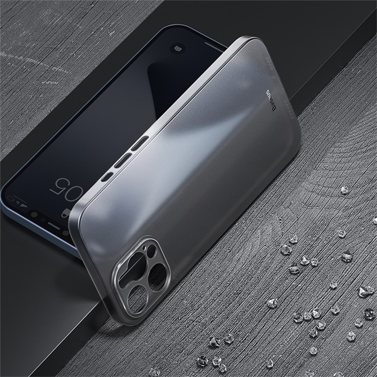 BASEUS Wing Series Ultra-thin Matte PP Back Cover for iPhone 12 Pro Max 6.7 inch - Transparent Black-10