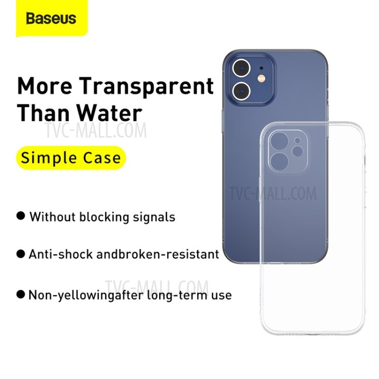 BASEUS Simple Case Clear TPU Cell Phone Cover for iPhone 12 5.4 inch - Transparent-2