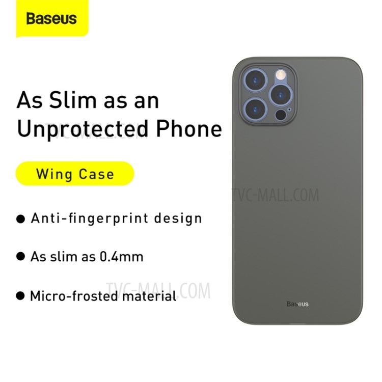 BASEUS Wing Series Ultra-thin Matte PP Phone Shell for iPhone 12 Pro 6.1 inch - Transparent Black-2