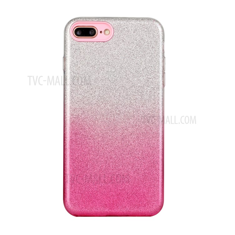 Gradient Color Glittery Powder PC+TPU Hybrid Case for iPhone 8 Plus/7 Plus 5.5 inch - Pink-1