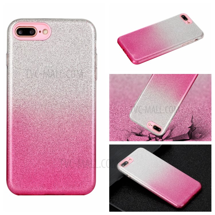 Gradient Color Glittery Powder PC+TPU Hybrid Case for iPhone 8 Plus/7 Plus 5.5 inch - Pink-5