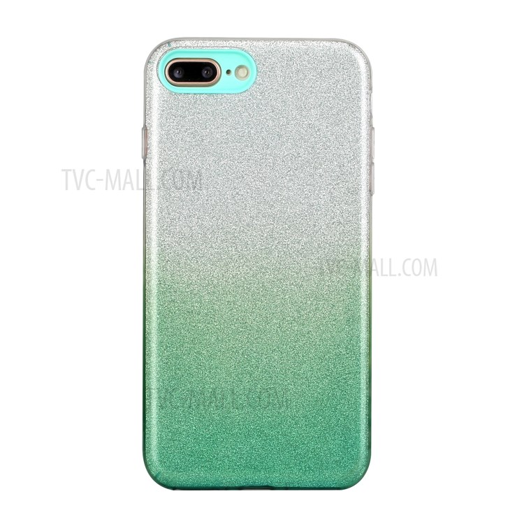 Gradient Color Glittery Powder PC+TPU Hybrid Case for iPhone 8 Plus/7 Plus 5.5 inch - Green-1