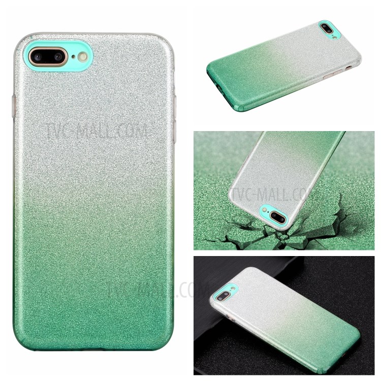 Gradient Color Glittery Powder PC+TPU Hybrid Case for iPhone 8 Plus/7 Plus 5.5 inch - Green-5