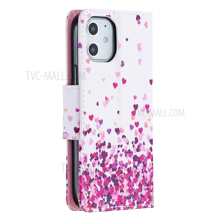 Pattern Printing Leather Wallet Case for iPhone 12 Pro Max 6.7 inch - Hearts-3