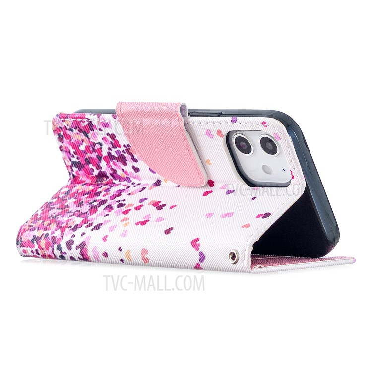 Pattern Printing Leather Wallet Case for iPhone 12 Pro Max 6.7 inch - Hearts-5