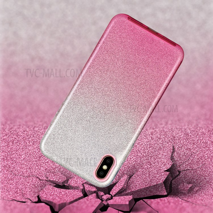 Gradient Color TPU + PC Hybrid Phone Cover Shell for iPhone X / iPhone XS 5.8-inch - Pink-3